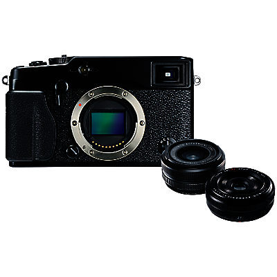 Fujifilm X-Pro1 Compact System Camera, HD 1080p, 16MP, EVF/OVF, 3  LCD Screen With 18mm & 27mm Lenses